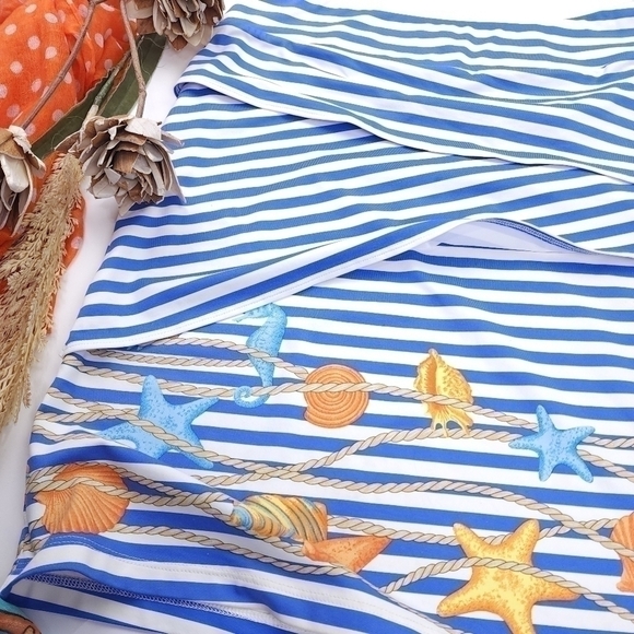 J. McLaughlin Blue White Stripe Layered Faux Wrap Skirt Sz S - Picture 10 of 12